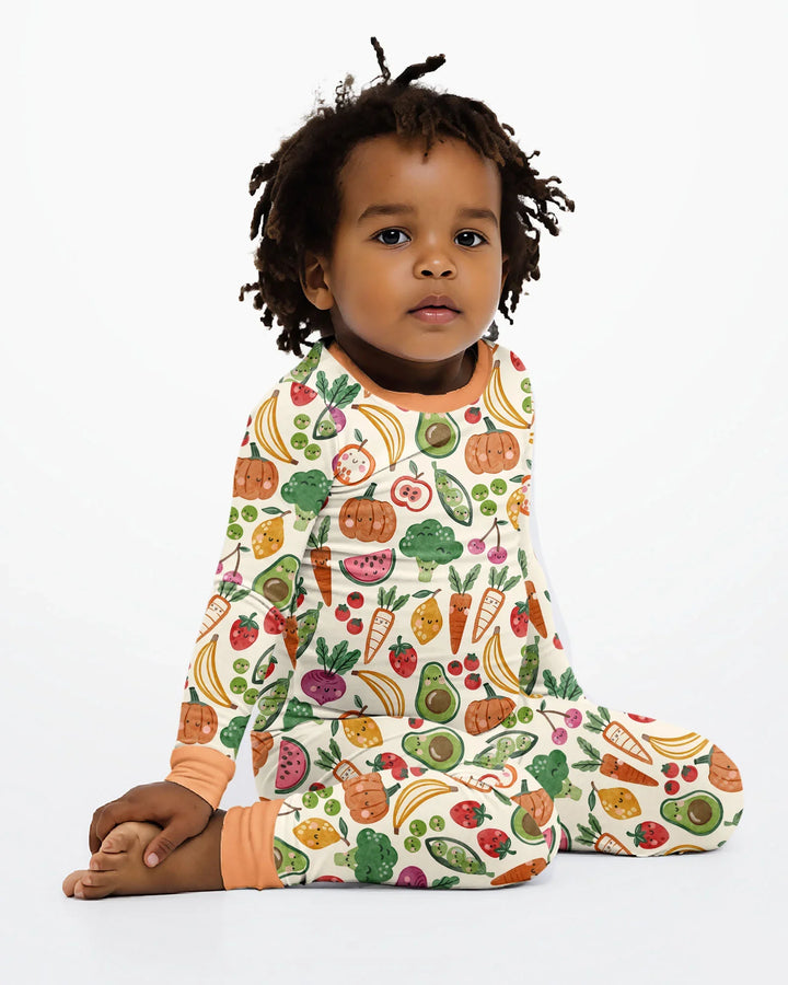 Zweiteiliges Langarm-Pyjama-Set mit Sommerfrüchten