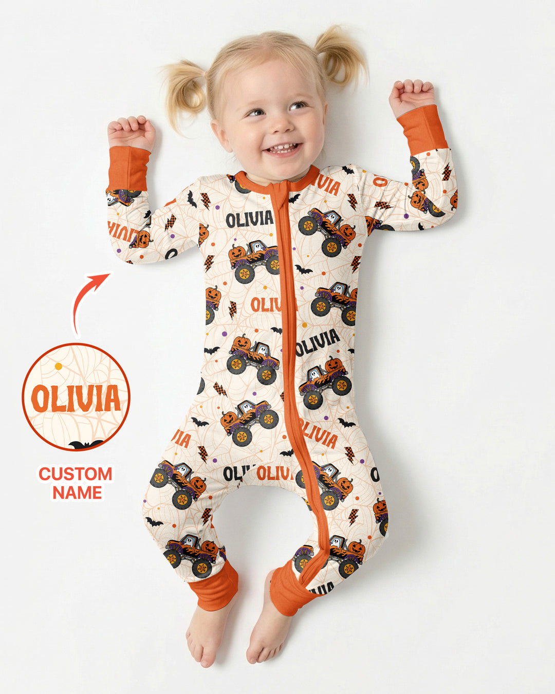 Custom Name Halloween Monster Truck Bamboo Convertible Zippy