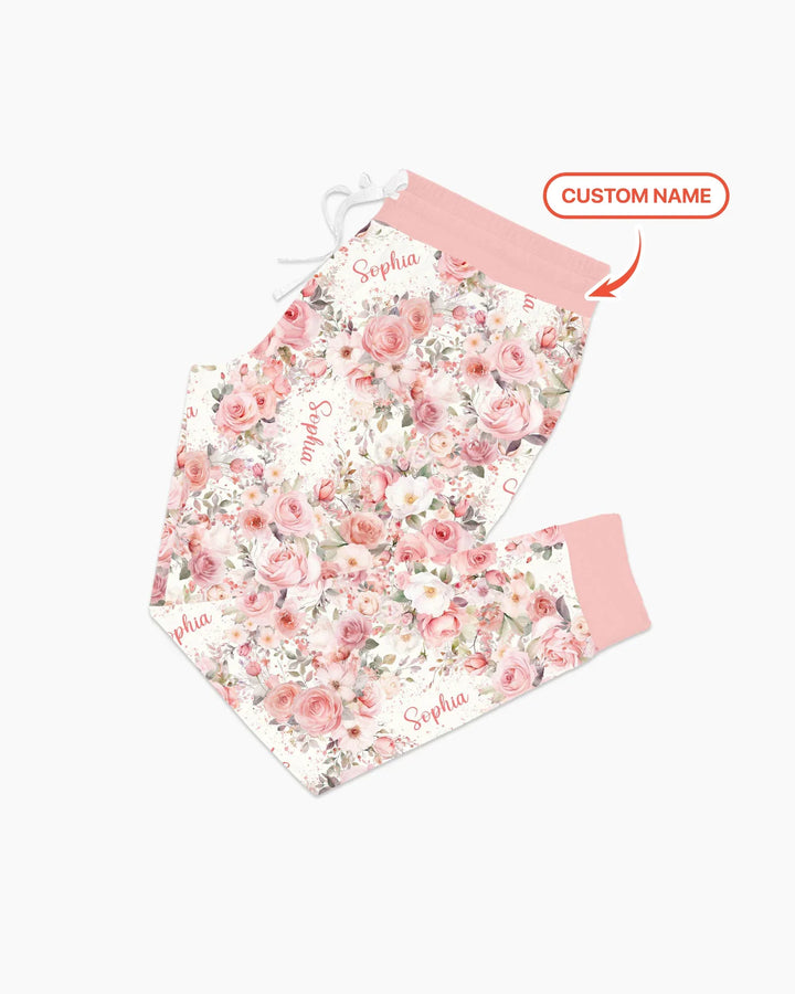 Benutzerdefinierter Name Geburtsmonatsblumen Bambus Damen Schlafanzug-Set