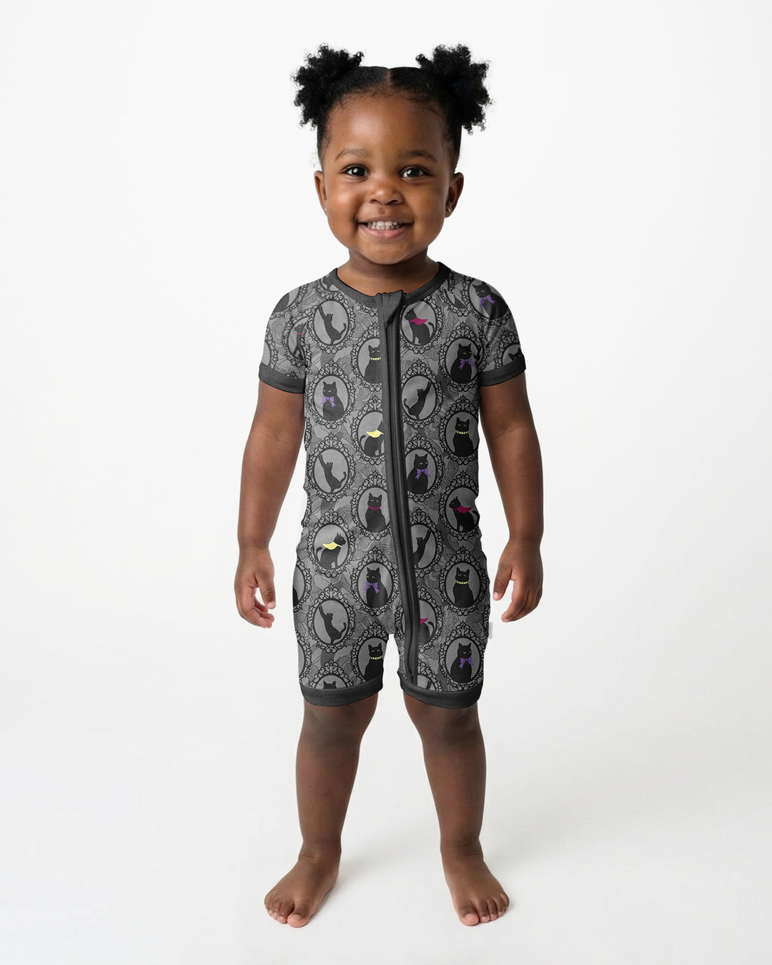 Midnight Cat Parade Bamboo Shorty Zippy