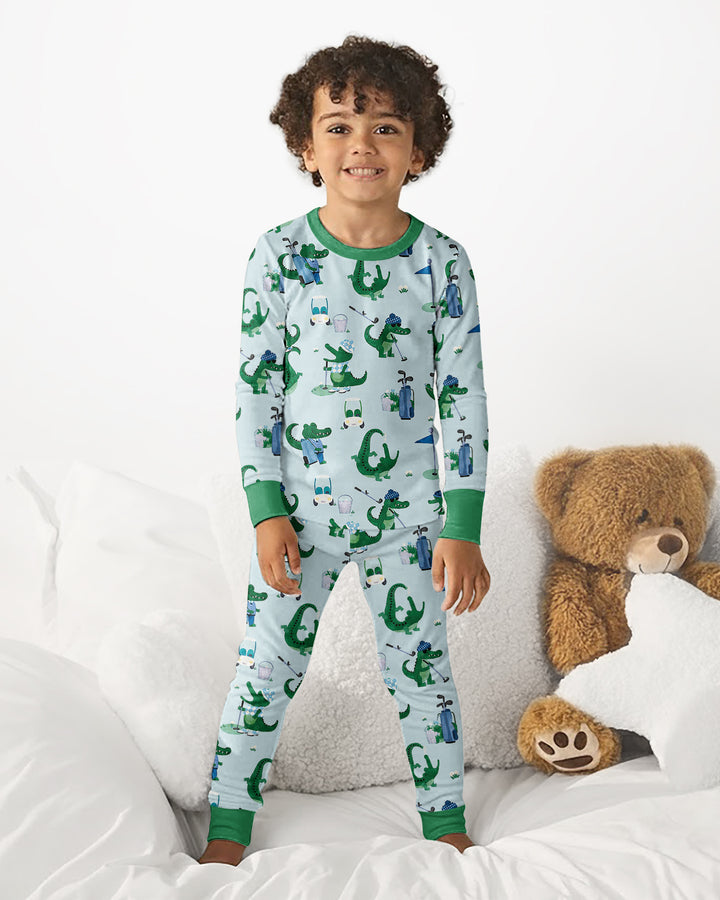 Golfing Gators Bamboo Two Piece Long Sleeve Pajama Set