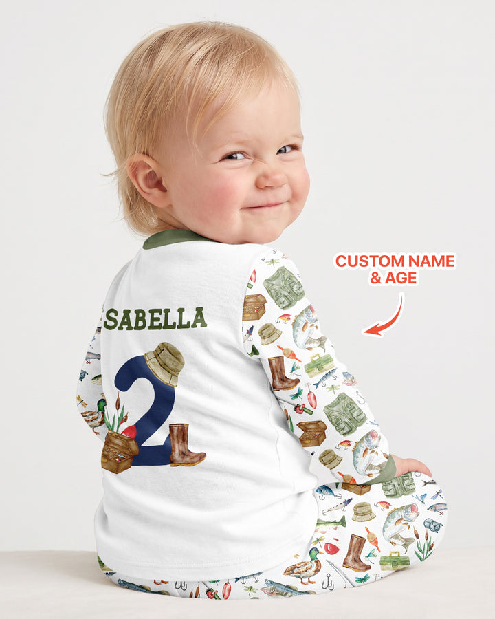 O-Fish-Ally Birthday – Personalized Name & Age Bamboo Two Piece Long Sleeve Pajama Set