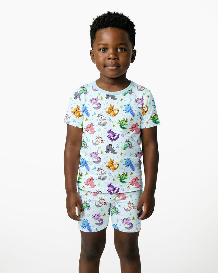 Conjunto de Pijama de Dos Piezas de Bambú con Mangas Cortas y Pantalones Cortos