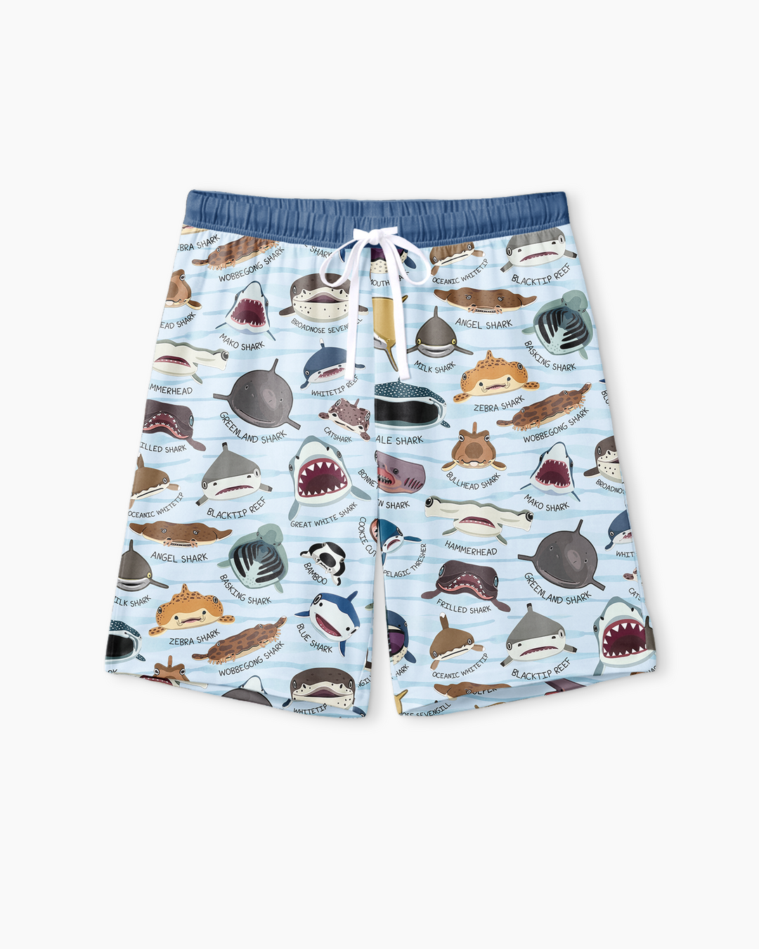 Shark Faces Bamboo Men Short Sleeve Short Pajama Set