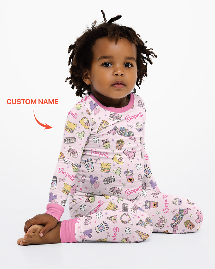 Custom Name Magical Trip Bamboo Two Piece Long Sleeve Pajama Set