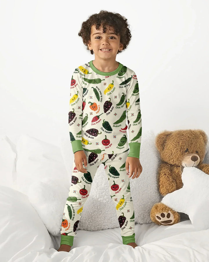 Kawaii  Mexican Chiles Bamboo Two Piece Long Sleeve Pajama Set
