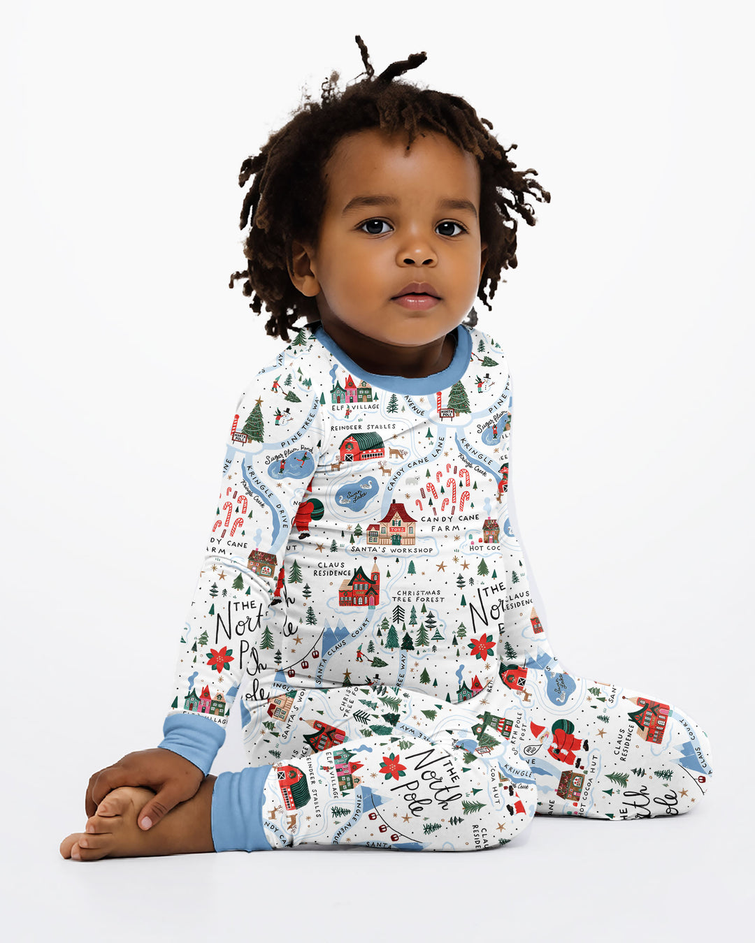 The North Pole Map Bamboo Two Piece Long Sleeve Pajama Set