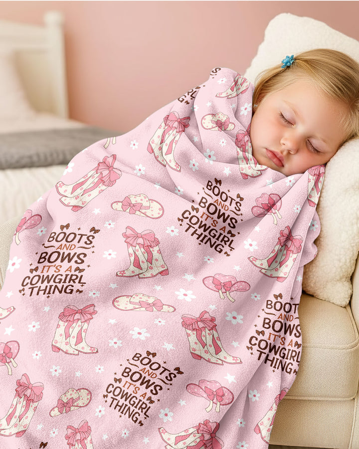 Western Cowgirl Boots And Bows Bamboo Blanket