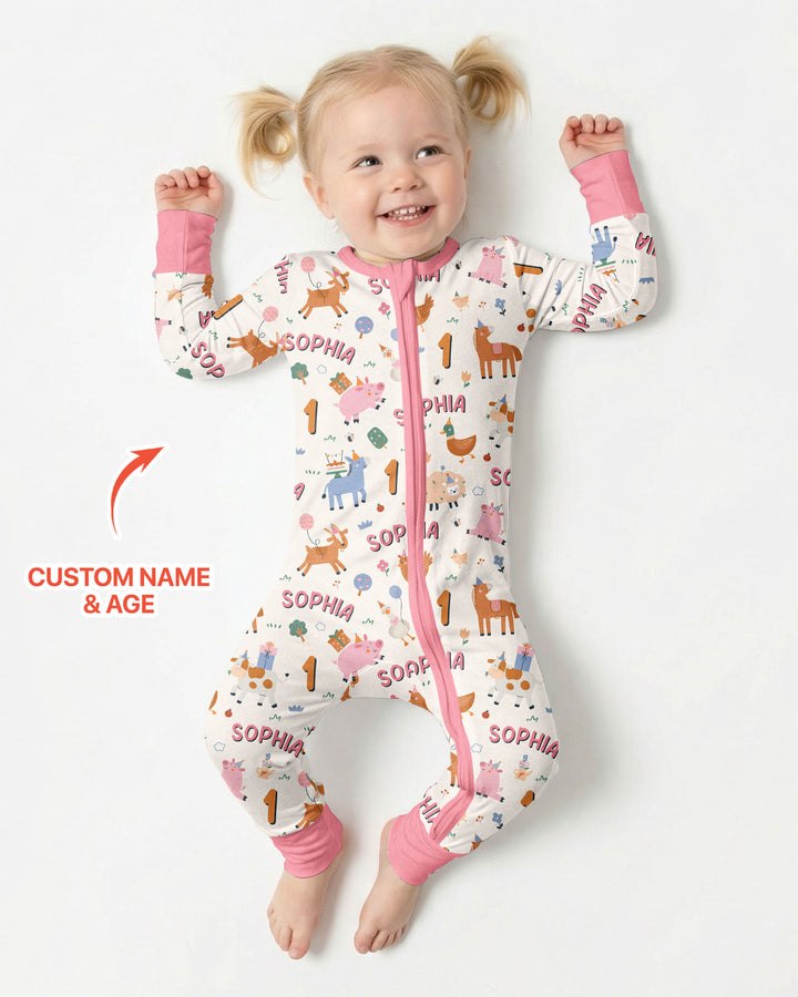 Personalized Farm Animals Birthday Bamboo Convertible Zippy