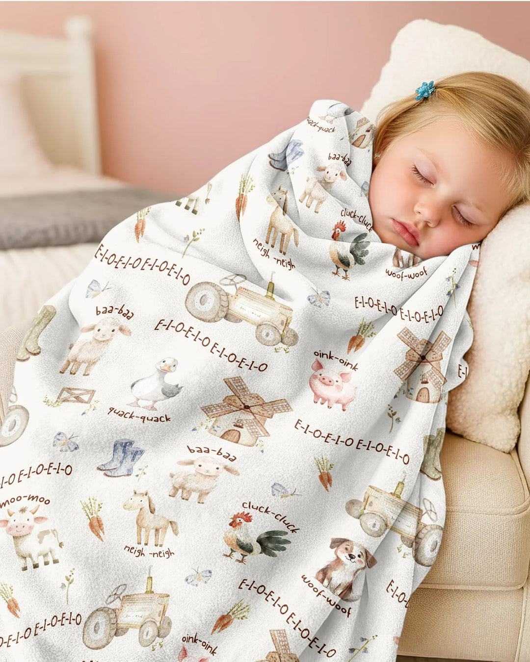 Old McDonald Farm Family Matching Bamboo Blanket