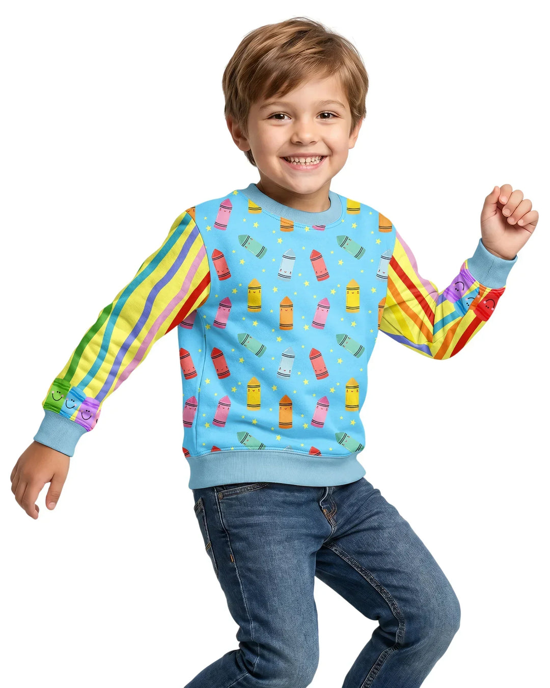 Happy Crayon Friends Bamboo Crewneck Sweatshirt