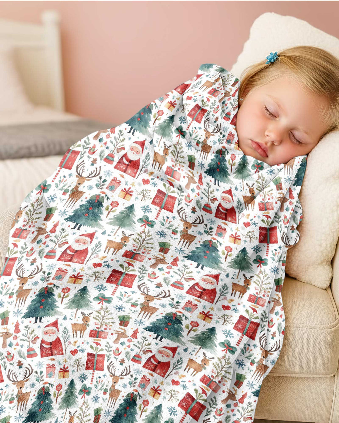 Christmas Tree Santa Bamboo Blanket