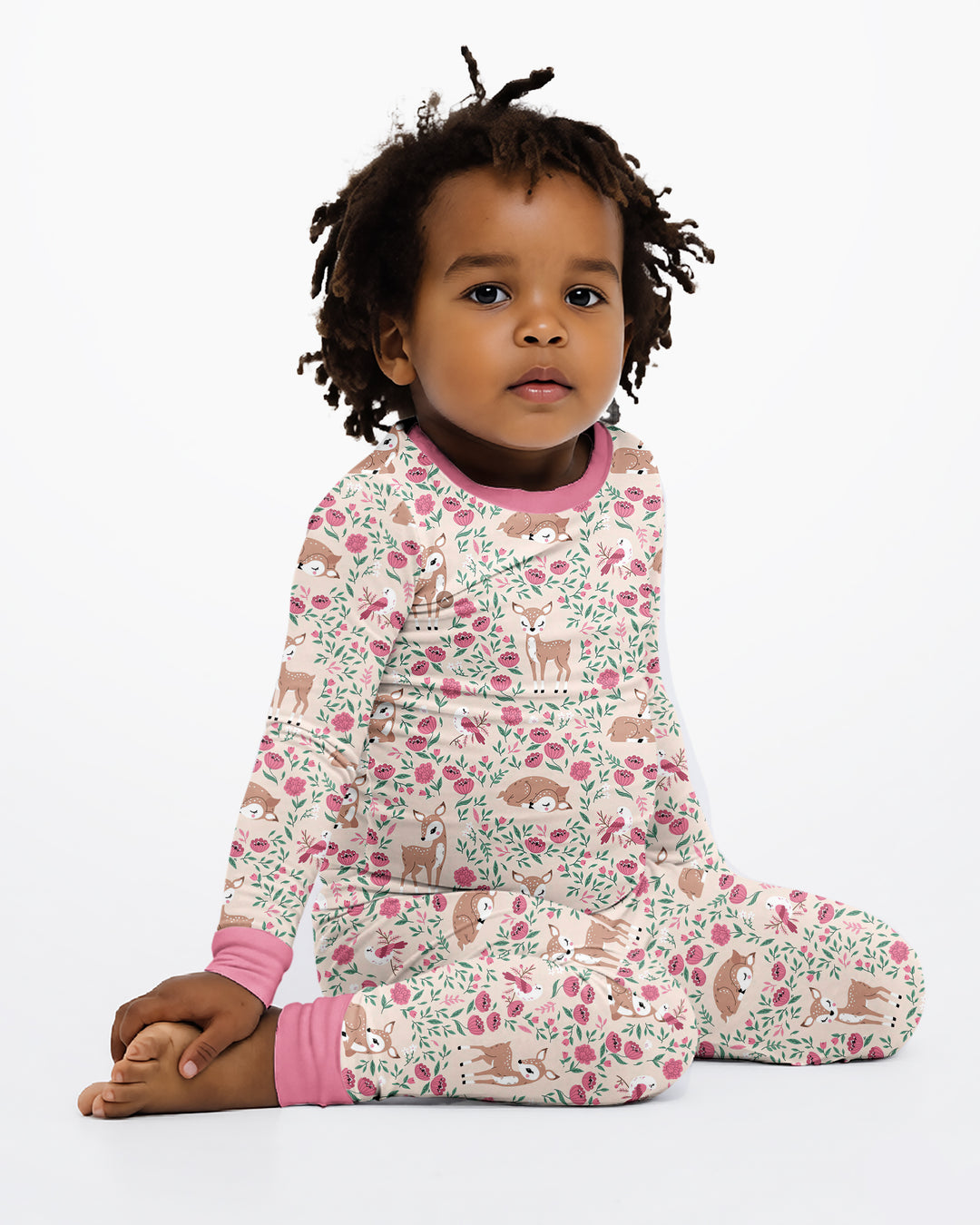 Little Deer Meadow Bamboo Two Piece Long Sleeve Pajama Set