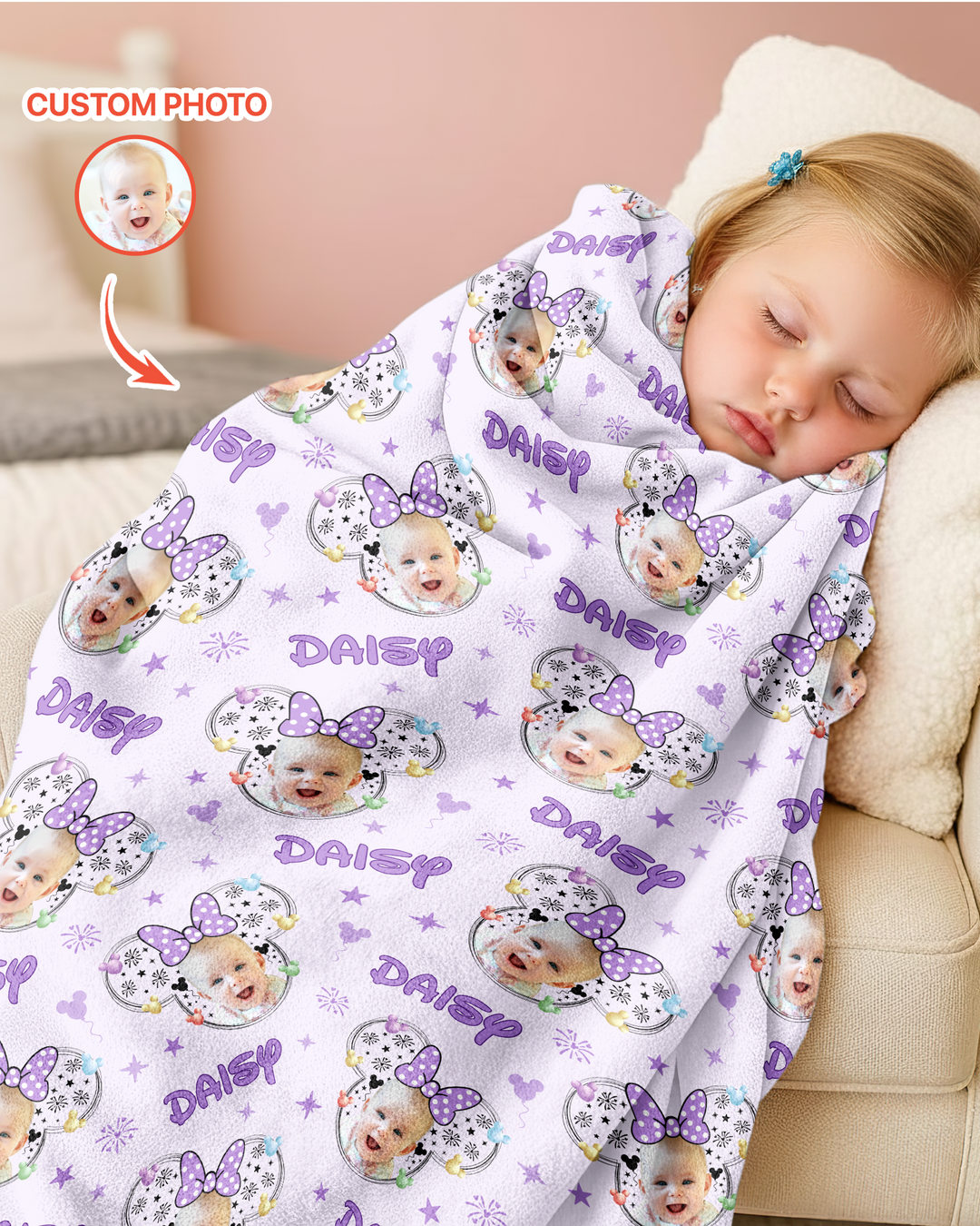 Custom Photo Little Princess Bamboo Blanket