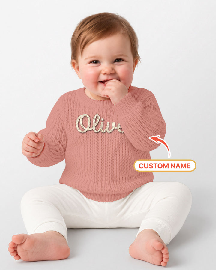 Embroidered Baby Name Bamboo Knit Sweater Bubble