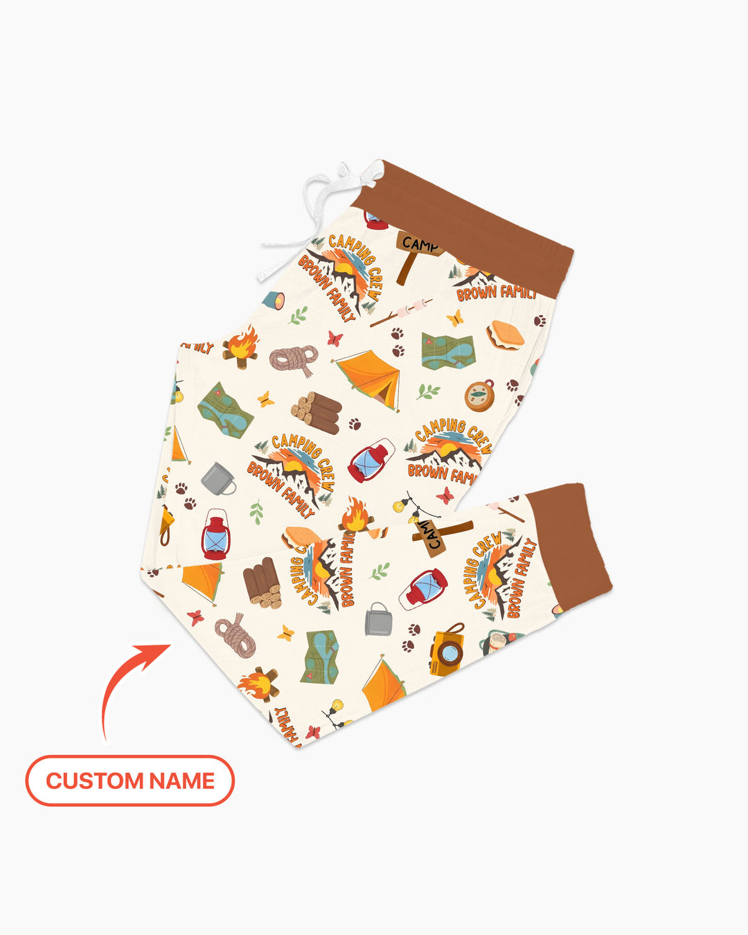 Custom Name Camping Crew Family Matching Bamboo Women Pajama Set