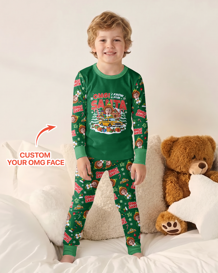 Custom Image OMG Santa Bamboo Two Piece Long Sleeve Pajama Set