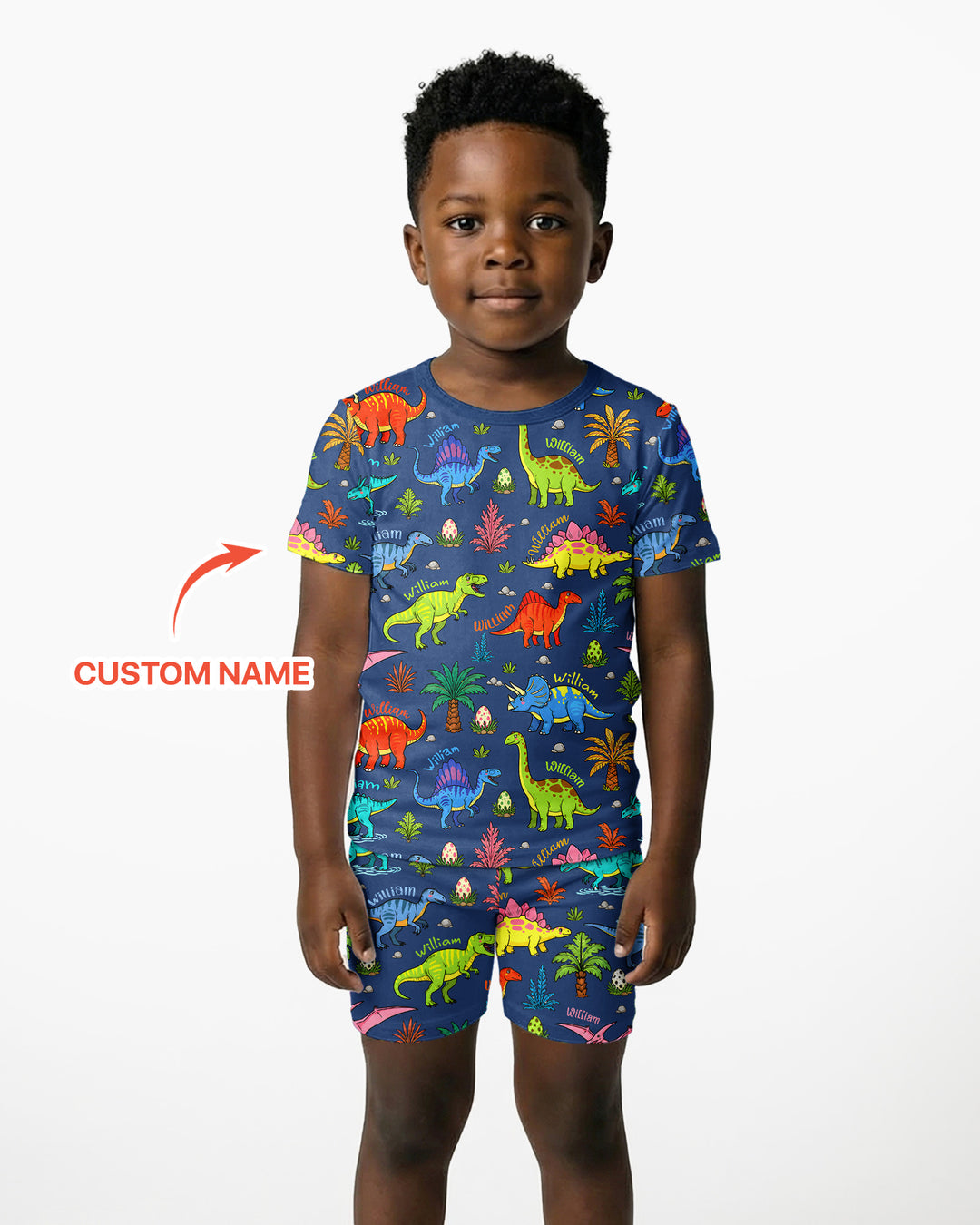 Dino Field Guide Custom Name Bamboo Two Piece Short Sleeve Shorts Pajama Set