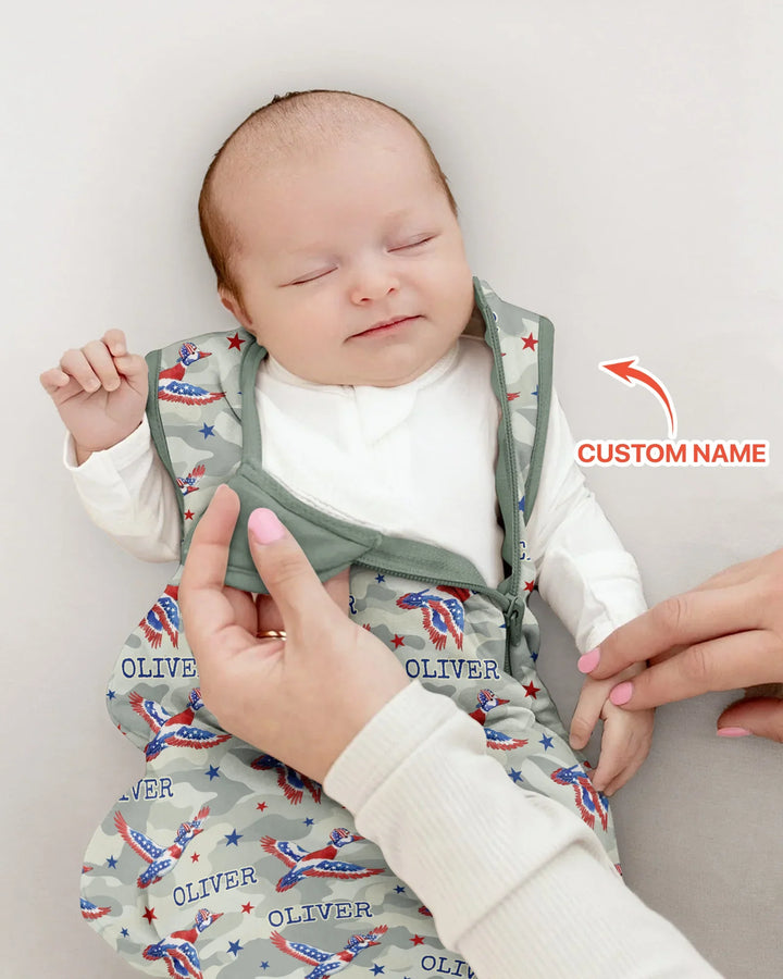 Custom Name America Mallard Duck Family Matching Bamboo Sleep Bag