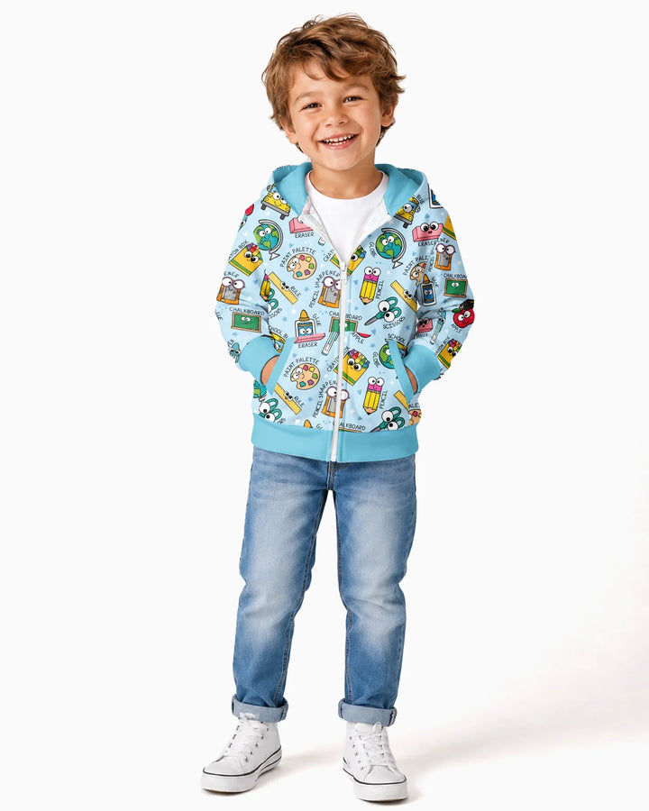Kapuzenpullover aus Bambus mit hebräischem Alphabet und Reißverschluss