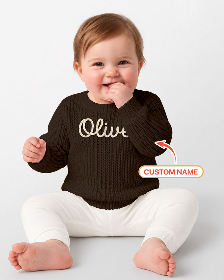 Embroidered Baby Name Bamboo Knit Sweater Bubble