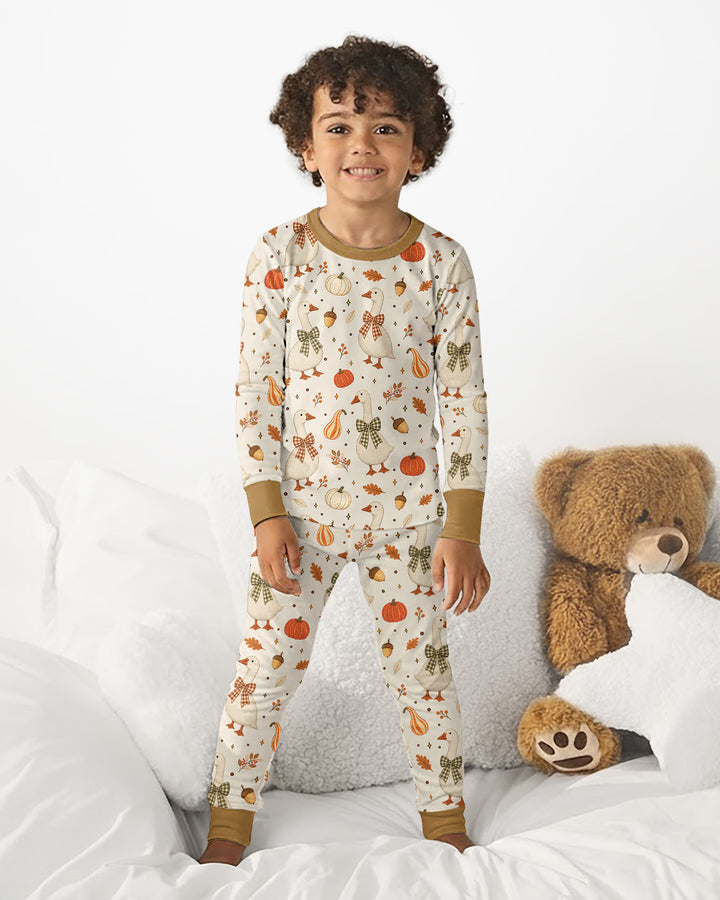 Vintage Fall Geese Bamboo Two Piece Long Sleeve Pajama Set