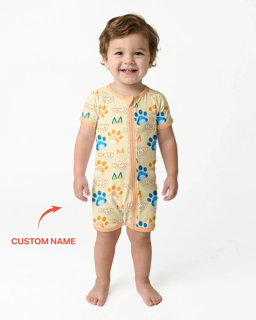 Custom Name Favourite Blue Dog Family Matching Bamboo Shorty Zippy