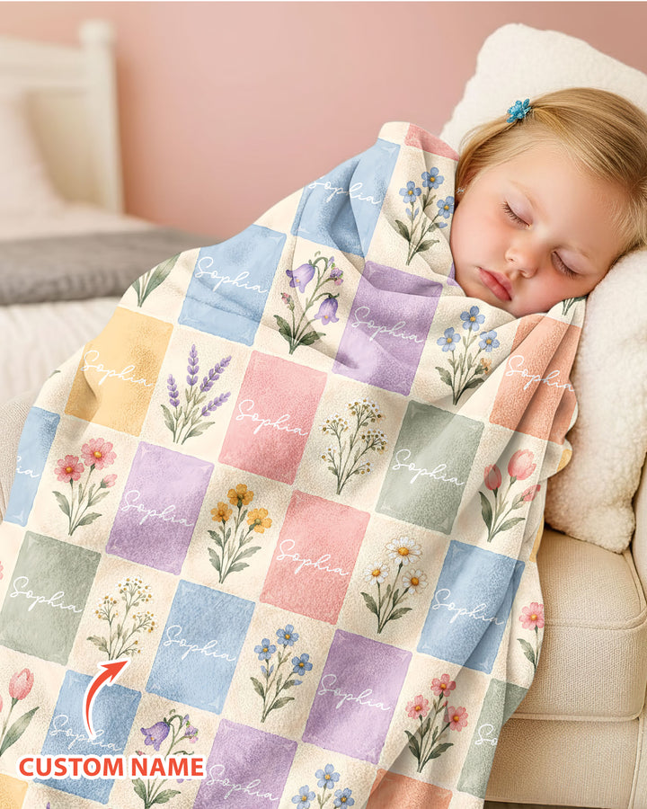 Pastel Wildflower Botanical Bamboo Blanket