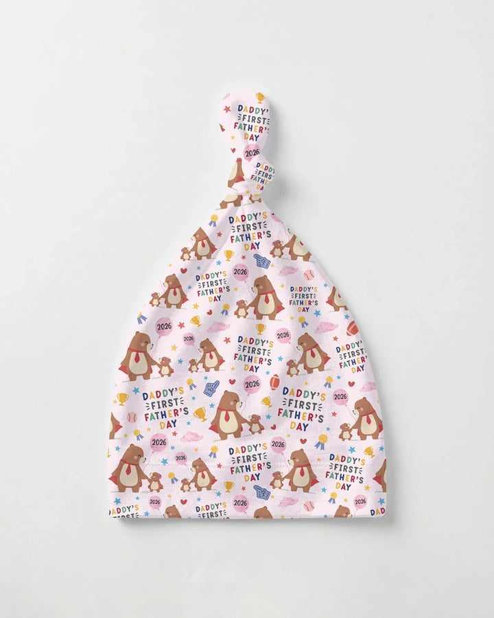 First Father's Day Daddy Bear Family Matching Knotted Hat