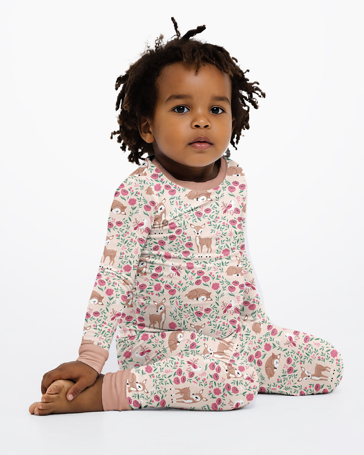 Little Deer Meadow Bamboo Two Piece Long Sleeve Pajama Set