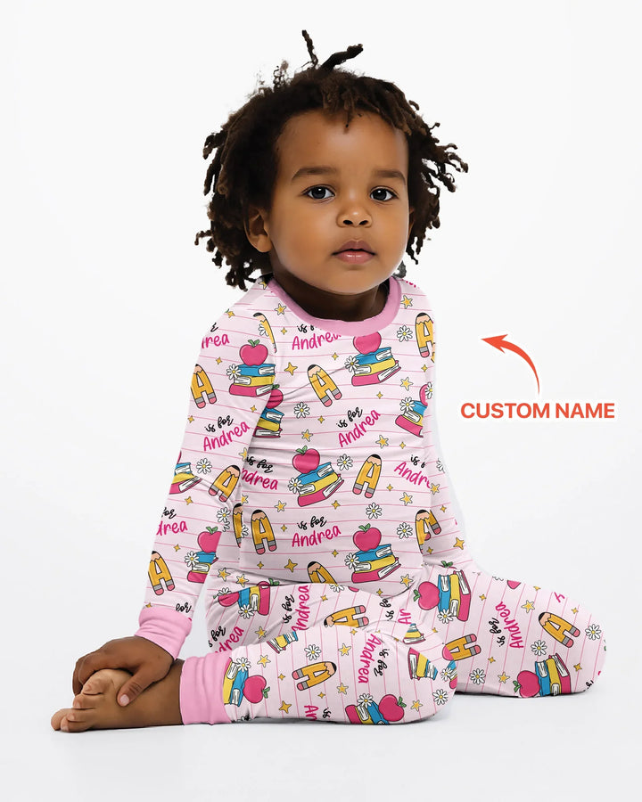 Conjunto de pijama de dos piezas de bambú con mangas largas, plantilla PERSONALIZADA