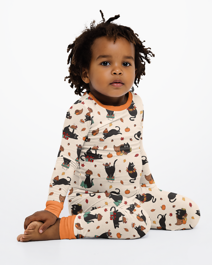 Black Cat Cozy Season Bamboo Two Piece Long Sleeve Pajama Set