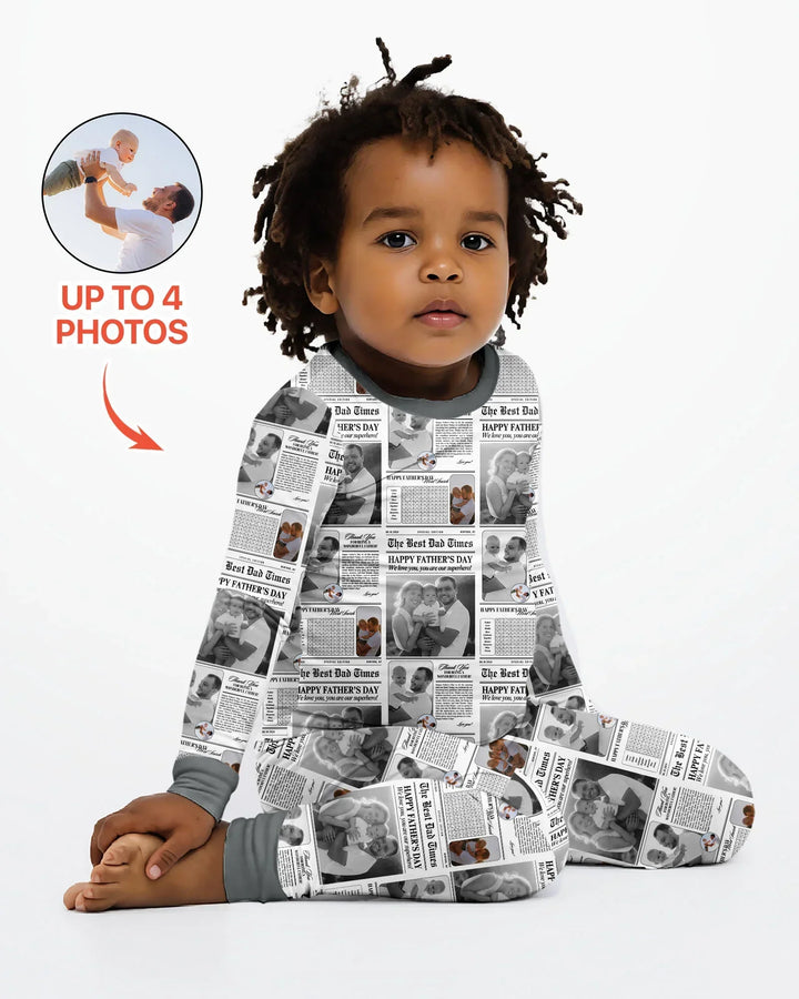 Custom Photo The Best Dad Times Bamboo Two Piece Long Sleeve Pajama Set