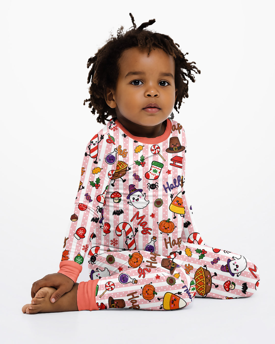 Happy Hallothanksmas Bamboo Two Piece Long Sleeve Pajama Set