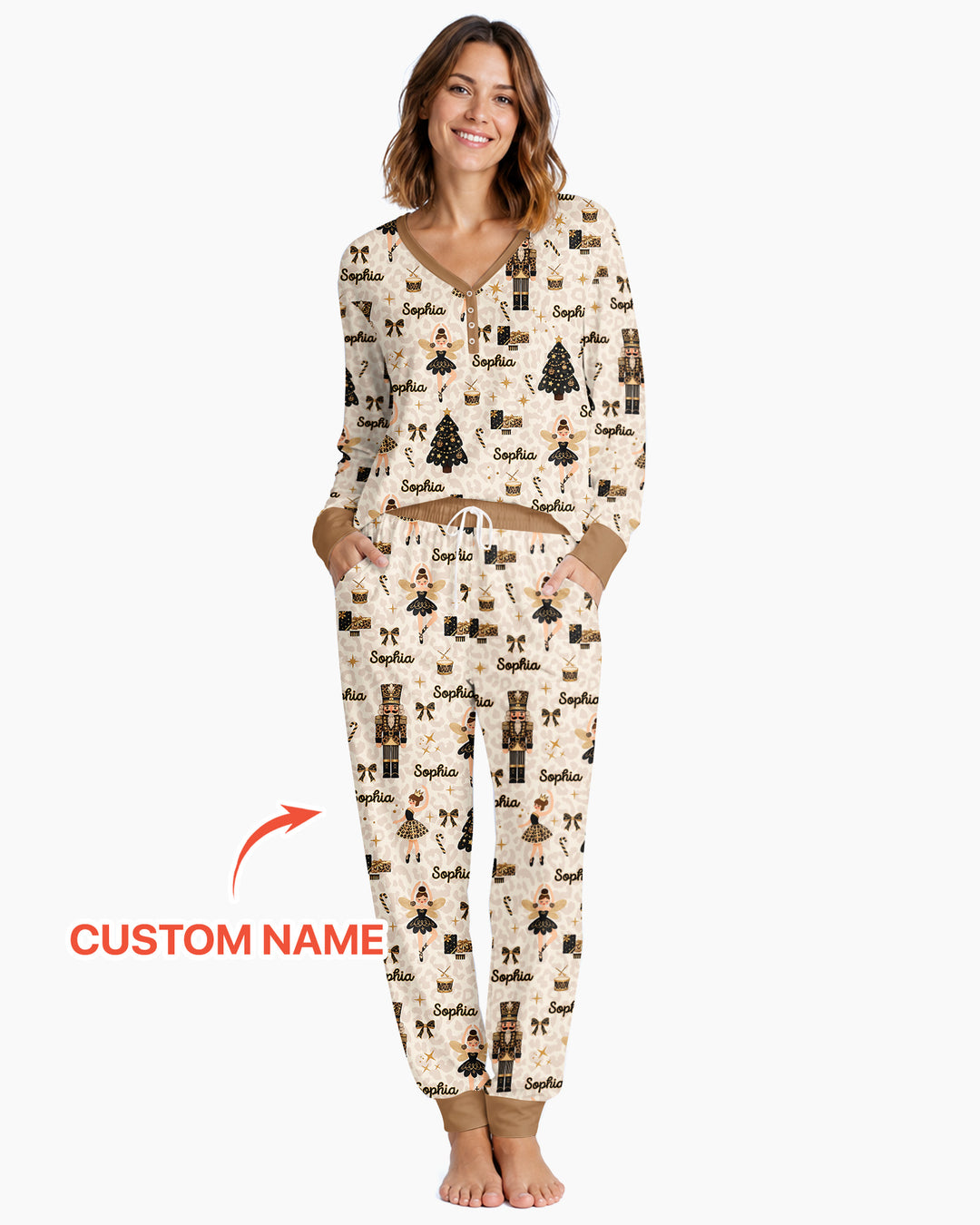 Custom Name Leopard Nutcracker Era Bamboo Women Pajama Set
