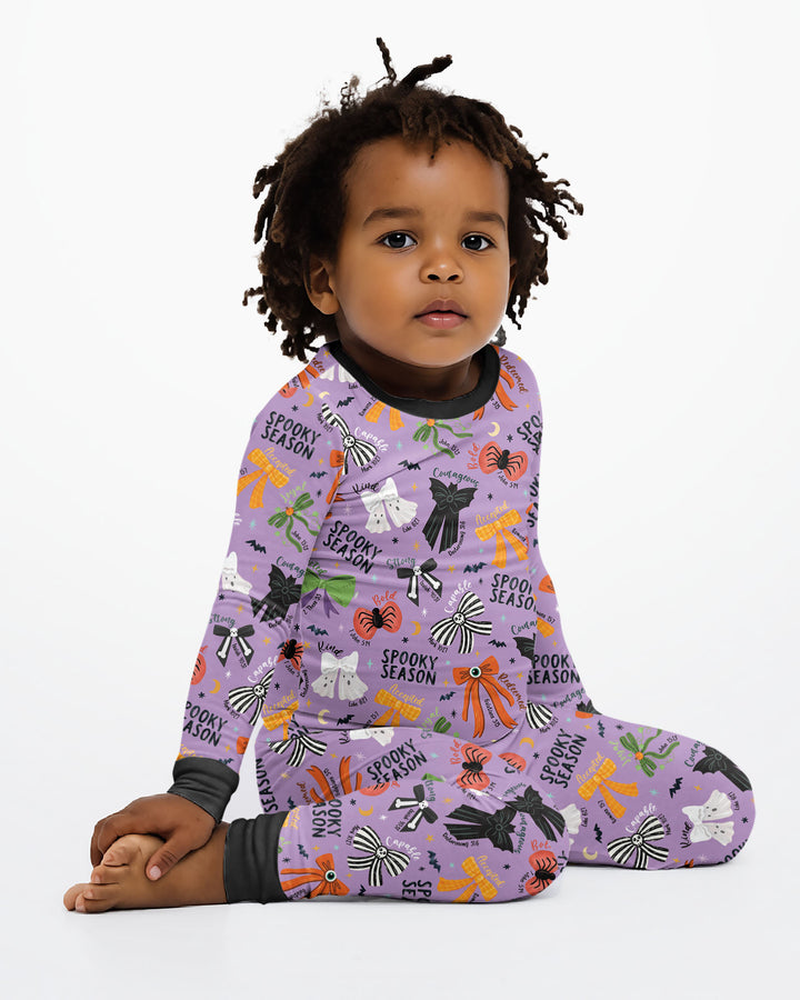 Spooky Bows Spooky Season Bamboo Two Piece Long Sleeve Pajama Set