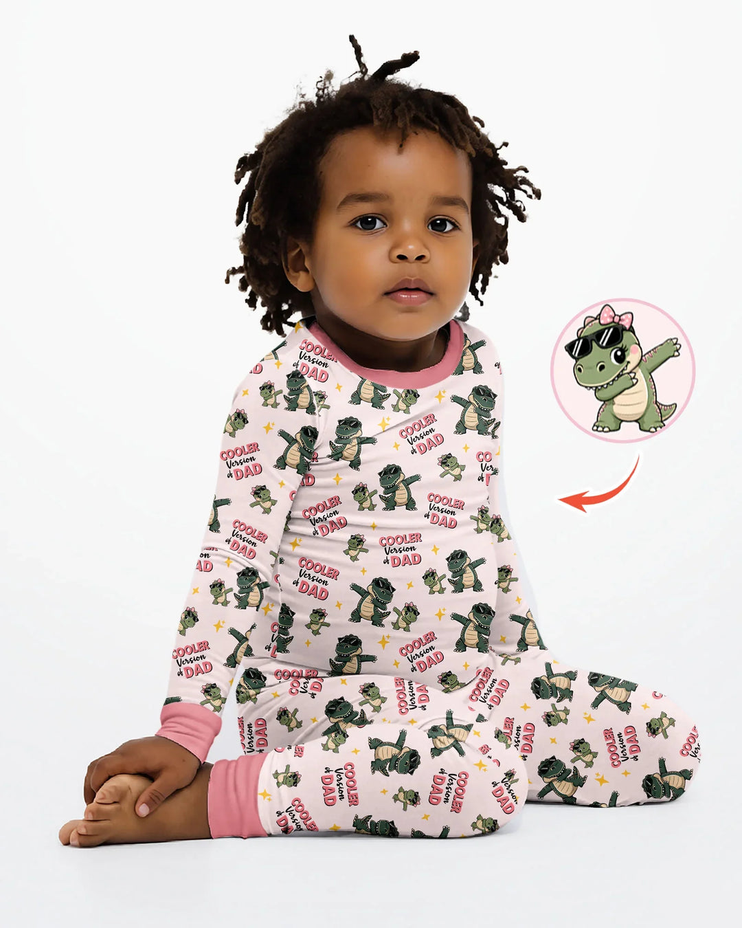 Cool Dino Daddy & Me Matching Bamboo Two Piece Long Sleeve Pajama Set