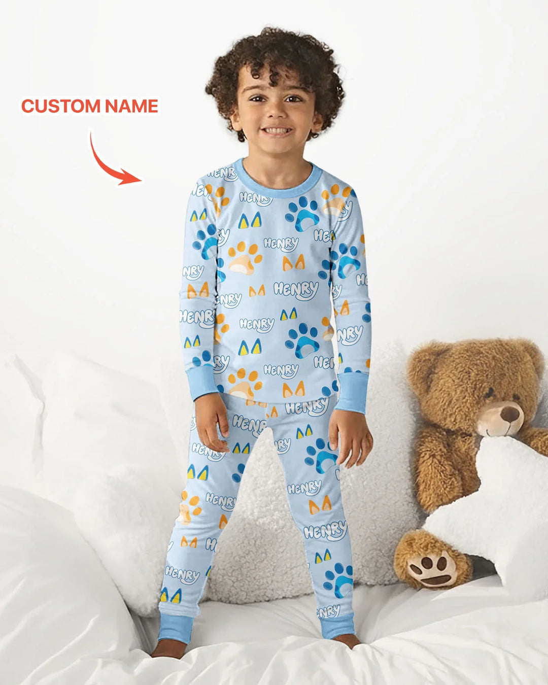 Conjunto de pijama de dos piezas de bambú con mangas largas, plantilla PERSONALIZADA