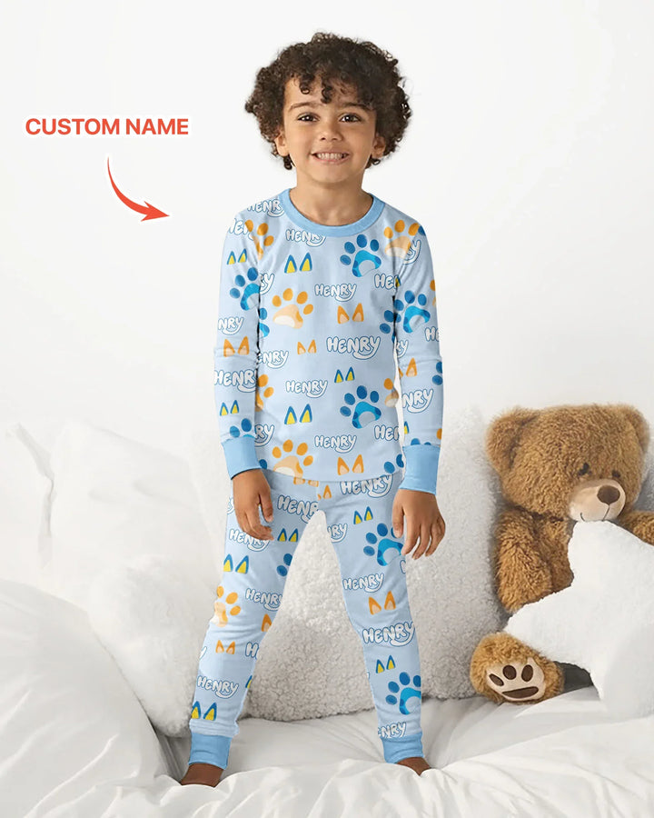 Conjunto de pijama de dos piezas de bambú con mangas largas, plantilla PERSONALIZADA