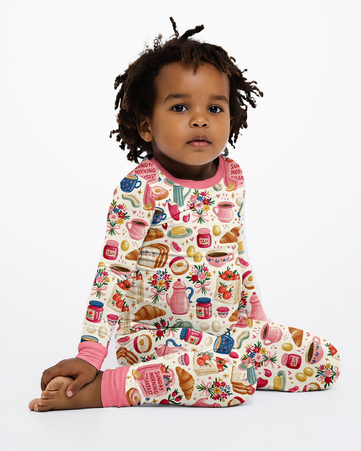 Sunday Morning Breakfast Bamboo Two Piece Long Sleeve Pajama Set