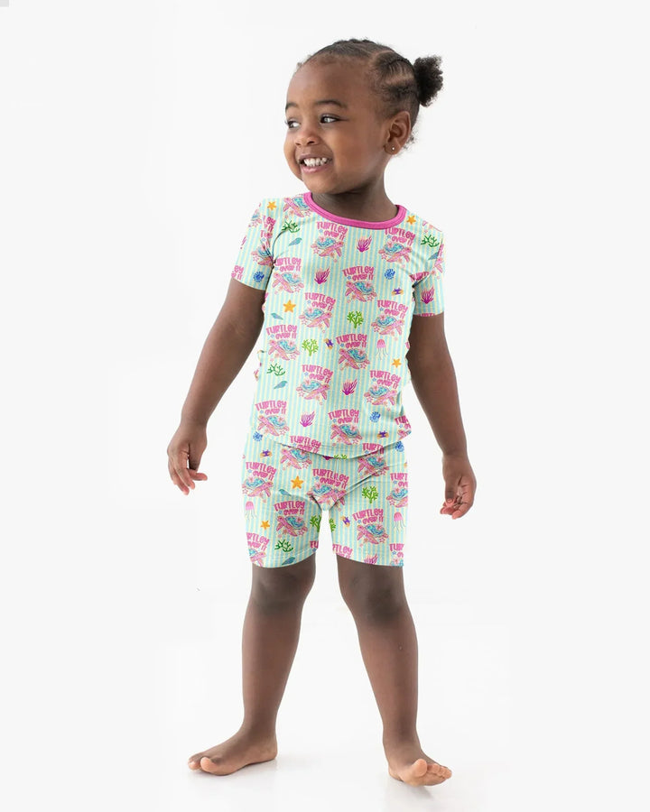 Conjunto de Pijama de Dos Piezas de Bambú con Mangas Cortas y Pantalones Cortos