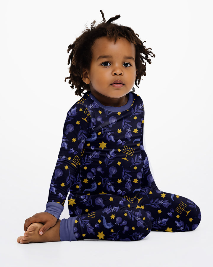 Rosh Hashanah Night Family Matching Bamboo Two Piece Long Sleeve Pajama Set