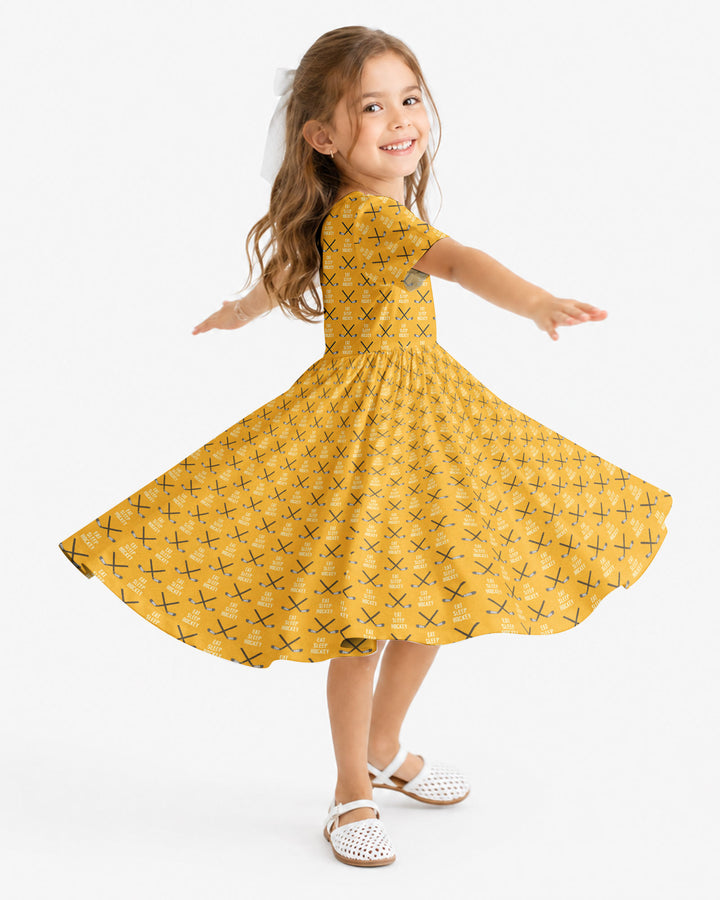 Eat Sleep Hockey Bamboo Twirl Dress