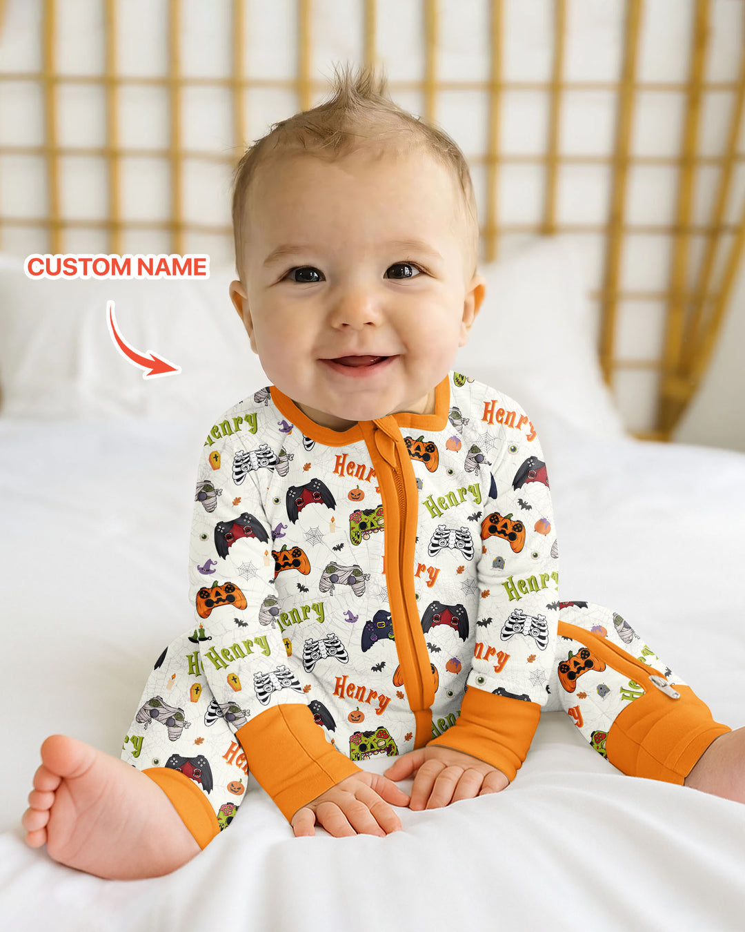 Custom Name Halloween Gaming Controllers Bamboo Convertible Zippy