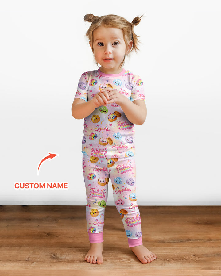 Birthday Girl Glitter Dumpling Bamboo Two Piece Short Sleeve Pajama Set