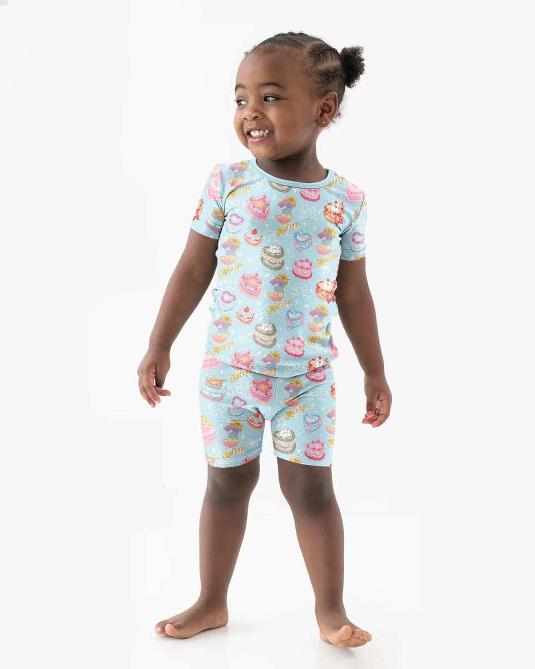 Custom Princess Baby Birthday Bamboo Two Piece Short Sleeve Shorts Pajama Set