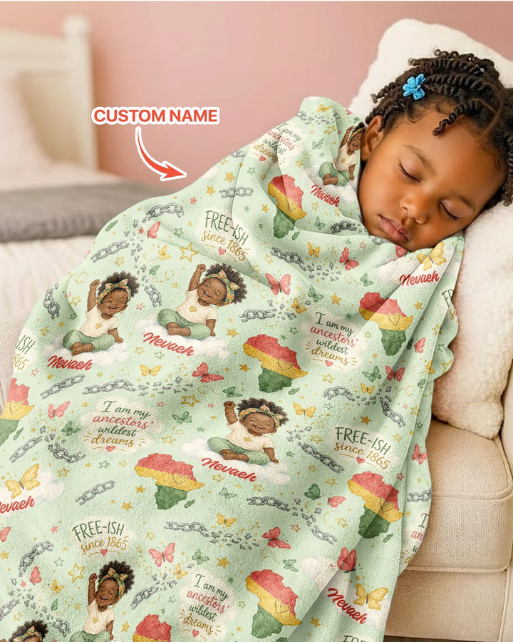 Custom Name Juneteenth I Am My Ancestors' Wildest Dream Bamboo Blanket