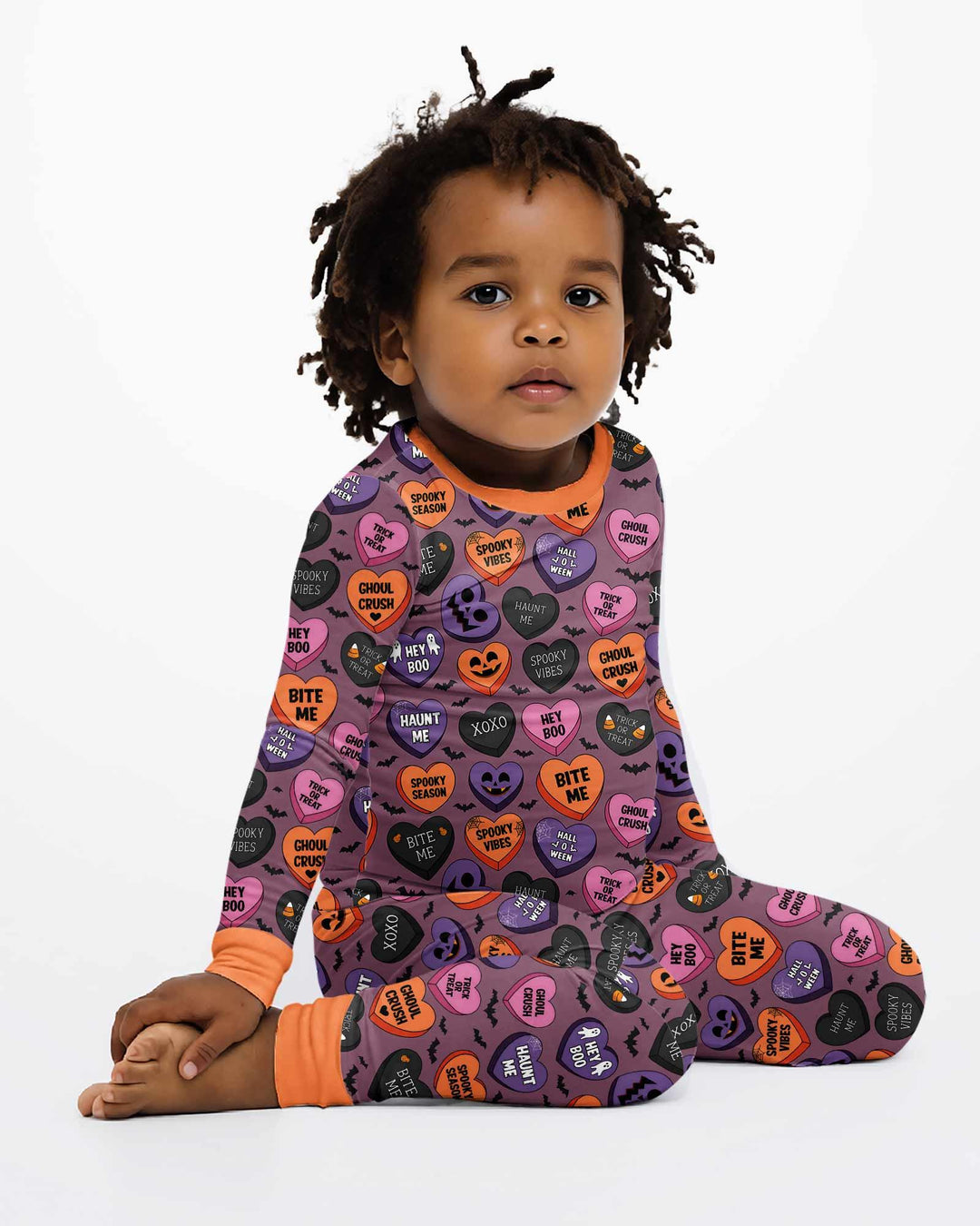 Candy Hearts Halloween Bamboo Two Piece Long Sleeve Pajama Set