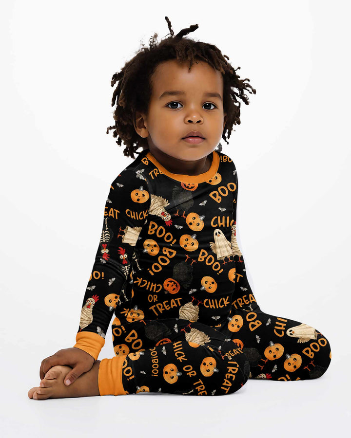 Halloween Chick or Treat Bamboo Two Piece Long Sleeve Pajama Set
