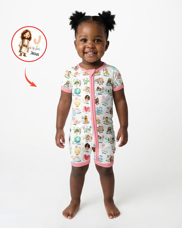 Bible ABC Alphabet Bamboo Shorty Zippy